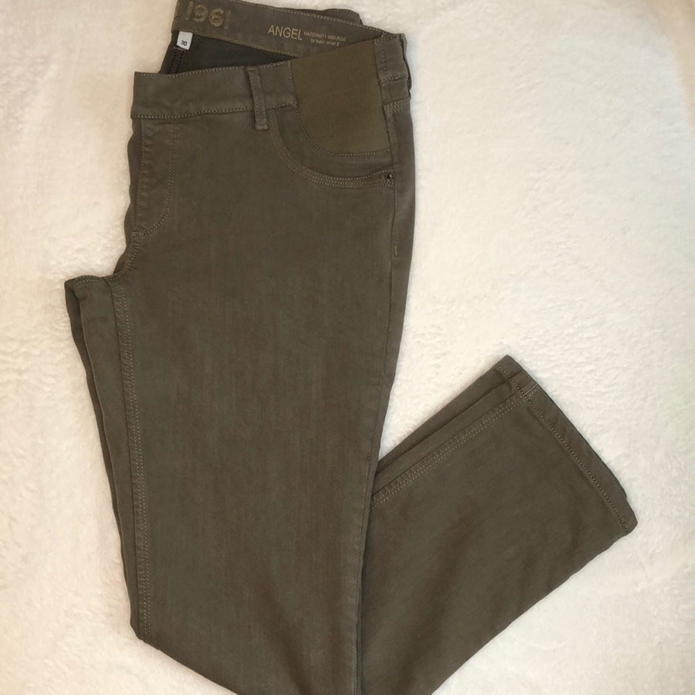 DL1961 Angel Maternity Midrise Skinny Ankle Olive Green 30